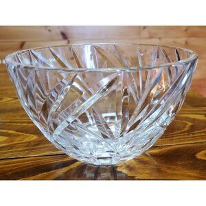Vintage Heavy Crystal Bowl Palm Leaf Design Beautiful